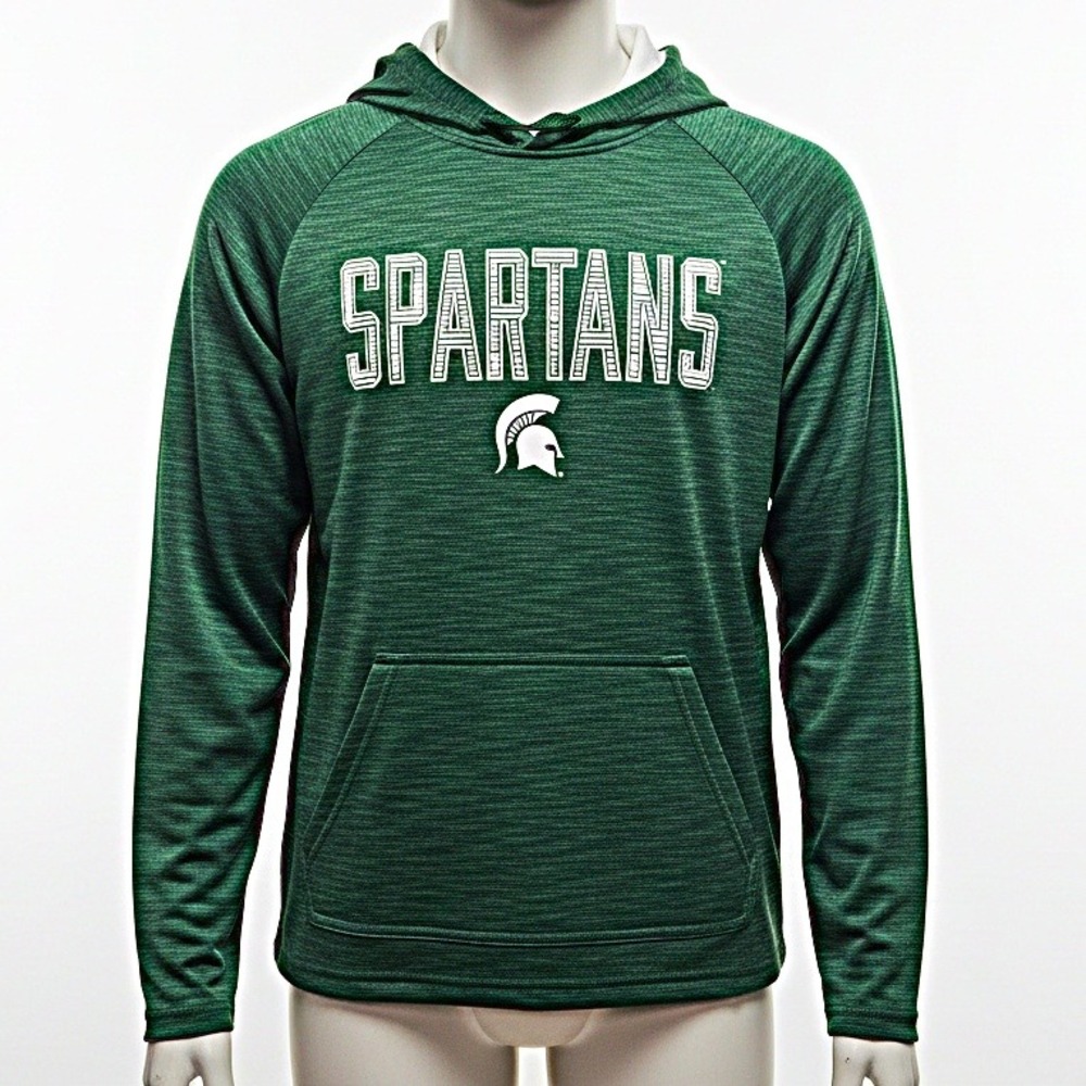 Captivating Michigan State Spartans Green Heathered Pullover Hoodie‎ L G